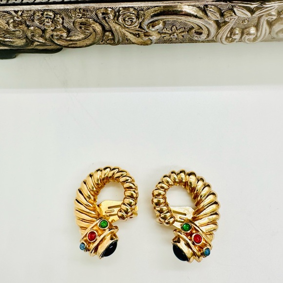 Rare Vintage Cornucopia Mogul Earrings - Picture 11 of 14